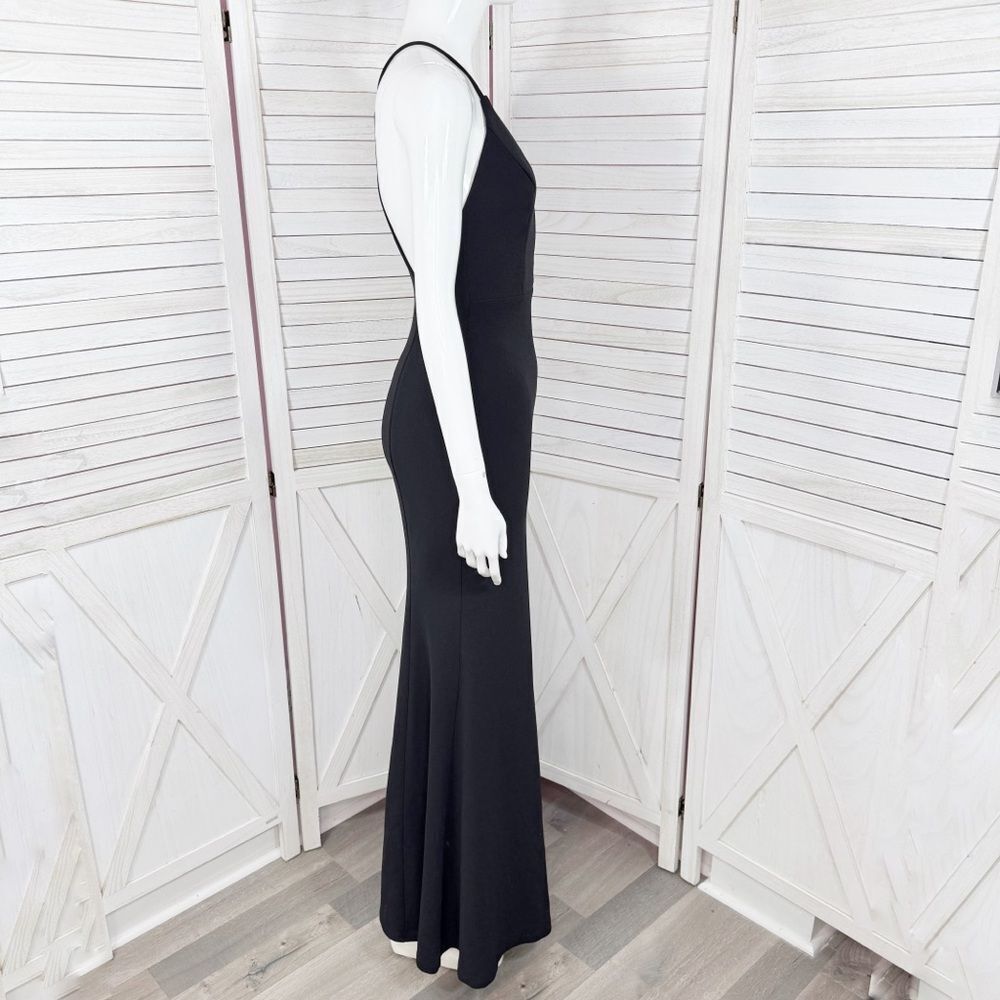 Lulus Amelia Plunge Neck Racerback Sleeveless Maxi Dress Evening Gown Black XS‎ - Picture 3 of 14